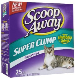 Scoop Away Cat Litter, Super Clump Litter with Ammonia Shield, Unscented, 25 Pound Carton