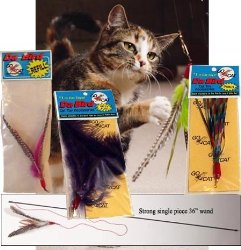 The Da Bird Super Pack (Includes 1 Da Bird Original 36″ Single Pole Cat Toy, Feather Refill, Sparkly Attachment, Kitty Puff Attachment & Peacock Feather)