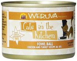 Weruva Cats in the Kitchen /Fowl Ball Chicken and Turkey recipe AU JUS- Cat Food, 6 – Ounce, Pack of 24