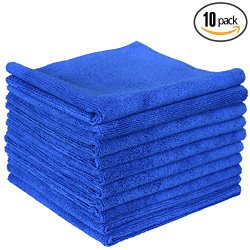 (10-Pack) **SPECIAL SALE** THE RAG COMPANY 16″ x 16″ Professional Edgeless 365 GSM Premium 70/30 Blend Microfiber Polishing and Auto Detailing Towels (Royal Blue)