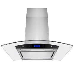 AKDY® 36″ Stainless Steel Made Island Mount 870 CFM Powerful LED Display Touch Screen Control Cooking Fan Kitchen Range Hood