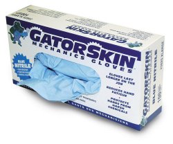 Carrand 23024 Gator Skin Blue Nitrile Disposable Gloves, Large, 100 Per Box