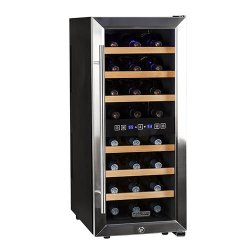 Koldfront 24 Bottle Free Standing Dual Zone Wine Cooler – Black and Stainless Steel