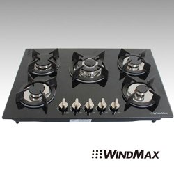 !!! ON SALE NOW!!! 30″ Fashion Black Tempered Glass Built-in Kitchen Natural Gas 5 Burner Gas Hob CookTop
