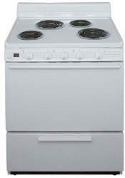 Premier EDK100OP White 30″ Electric Range with 3.9 Cu. Ft. Capacity Two 8″ Coil Element Two 6″ Coil Elements 4″ Porcelain Backguard ADA Compliant Surface Signal Light and Lift Top with Support