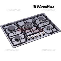 WindMax® 30″ Black Titanium Stainless Steel 5 Burner Built-In Stoves Gas Cooktop Cooker