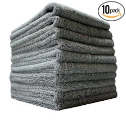 (10-Pack) THE RAG COMPANY 16 in. x 16 in. Professional Edgeless 365 GSM Premium 70/30 Blend METAL POLISHING & DETAILING Microfiber Towels “The Miner”