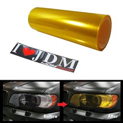12 by 48 inches Self Adhesive JDM Golden Yellow Headlights or Fog Lights Tint Vinyl Film