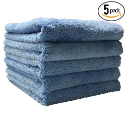 (5-Pack) THE RAG COMPANY 16 in. x 16 in. Eagle Edgeless Blue Professional Korean 70/30 Super Plush 480gsm Microfiber Detailing Towels