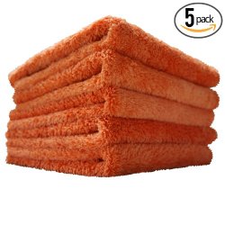 (5-Pack) THE RAG COMPANY 16 in. x 16 in. Eagle Edgeless Orange Professional Korean 70/30 Super Plush 480gsm Microfiber Detailing Towels