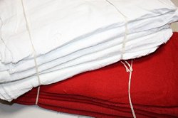 ATLAS Brand 100 Pieces COMBO (RED 50pc & WHITE 50pc) Cotton Shop Towel Rags **Industrial Grade** for Automotive Car Industry