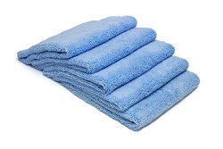 AUTOFIBER Zeroedge Detailing Towel (Pack of 5) Edgeless Microfiber Polishing, Buffing, Window, Glass, Waterless, Rinseless, Car Wash Towels (Blue)
