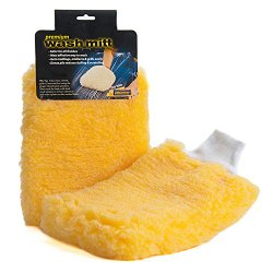CleanTools Premium Natural Wool/Polyester/Nylon Blend Wash Mitt, Yellow, Case of 6