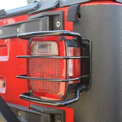 E-Autogrilles 51-0010 Black Textured Taillight Tail Light Guards Steel Protector for 87-06 Jeep Wrangler YJ TJ