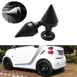 iJDMTOY (2) Satin Black Finish Front or Rear Bumper Protector Spikes Guards For Smart Car All Models