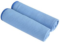 Microfiber Waffle Weave Car Cleaning and Detailing Drying Towels (Pack of 2) (16″x27″, Blue X 2)