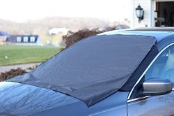 Premium Windshield Snow Cover – Sizes for ALL Vehicles – Covers Wipers – Snow, Ice, Frost Guard – No More Scraping! – Door Flaps – Windproof Magnetic Edges