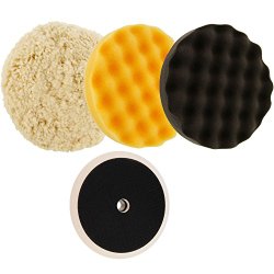 Professional 8″ Wool and Waffle Foam Pad Buffing, Polishing and Finishing Kit…
