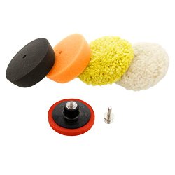 TCP Global® 3″ Mini Buffing and Polishing Pad Kit with 4 Pads, Backing Plate, and 1/4″ Drill Adapter