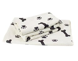 Zwipes Large Microfiber Pet Towel or Blanket (Size: 30″ x 36″), 2-Pack Soft Terry Cloths, White/Black