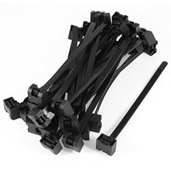 164mm x 7.75mm Black Nylon Double Head Cable Zip Tie Auto Parts 30 Pcs