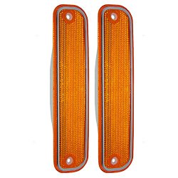 Pair of Front Signal Side Marker Lights Lamps with Chrome Trim Replacement for Chevrolet GMC Pickup Truck SUV 6270434