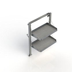 Ranger Design.Fold-Away shelving unit with 2 levels, aluminum, 18″d x 37″w x 46 1/2″h