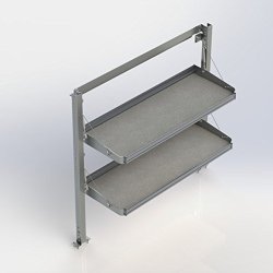 Ranger Design.Fold-Away shelving unit with 2 levels, aluminum, 18″d x 55″w x 53 1/2″h