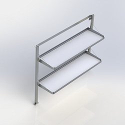 Ranger Design.Fold-Away shelving unit with 2 levels, aluminum, 21″d x 79″w x 63 1/2″h