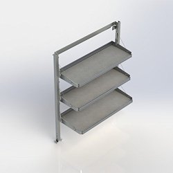 Ranger Design.Fold-Away shelving unit with 3 levels, aluminum, 21″d x 65″w x 72″h
