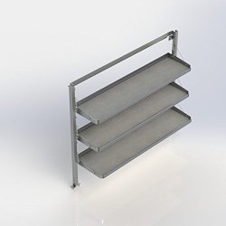Ranger Design.Fold-Away shelving unit with 3 levels, aluminum, 21″d x 79″w x 72″h