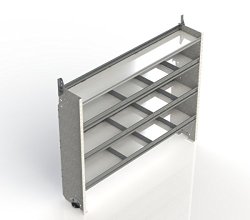 Ranger Design Square back shelving unit with 1 open & 3 divided shelves, 14″d x 70″w x 58″h