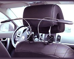 Zento Deals Metal Adjustable Car Coat Hanger with Headrest Restraint Rods