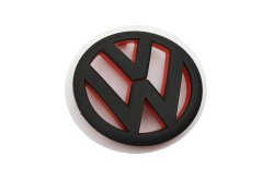 Euro Style Matte Black Red Inlay Front Grille Emblem For VW Golf MK6 1.4T 2.0T GTI TDI