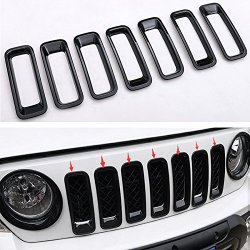 Wotefusi Car New Black Grille Grid Guard Inserts Molding Trim Cover Frame 7 Pieces Set Kit For Jeep Patriot 2011-2015 2012 2013 2014