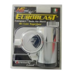 Chrome Silver Extremely Loud Blast Euroblast 12V Volt Twin Air Horn for Motorcycle Car SUV Truck Universal (Made in Italy) 139db +