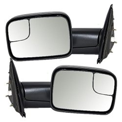 Driver and Passenger Power Side Trailer Tow Flip-Up Mirrors Heated Replacement for Dodge 7×10 Pickup Truck 55077445AO 55077444AO