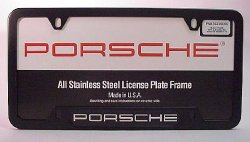 Genuine OEM PORSCHE Stainless Steel Nameplate License Frame – MATTE BLACK FINISH