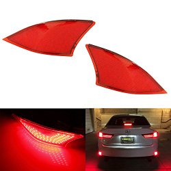 iJDMTOY (2) OEM Red Lens 69-SMD Red LED Bumper Reflectors For 2014-up Lexus IS250 IS350 IS-F As Brake Tail Turn Signal Lights