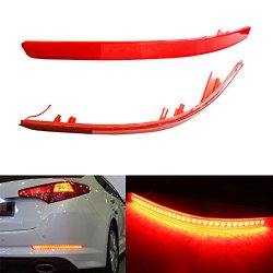 iJDMTOY Brilliant Red 40-SMD LED Bumper Reflector Marker Lights For 2011 2012 2013 Kia Optima K5 as Rear Fog or Brake/Tail Lights