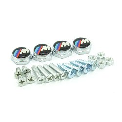 iNewcow 4PCS Chrome License Plate Frame Bolt Screws Fasteners For BMW (BMW M)