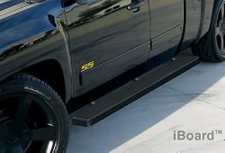 Matte Black 5″ iBoard Running Boards 07-16 Silverado/Sierra Ext.Cab/Double Cab Nerf Bar Side Steps Tube Rail Bars