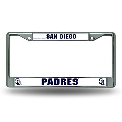 MLB San Diego Padres Chrome License Plate Frame,12-Inch by 6-Inch,Silver