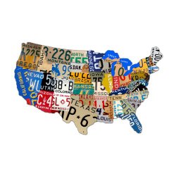 Past Time Signs (PS044) 25″ x 16″ License Plate Map Die-Cut Steel Sign