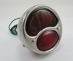 Polished STOP Model A DUOLAMP Tail Light Stainless Steel 1928 – 1931 Motorcycle Chopper Bobber Cafe Racer