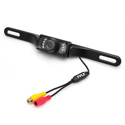 Pyle PLCM10 Rear View Backup Parking Reverse Camera, License Plate Mount, Weatherproof, Night Vision, Distance Scale Lines, Swivel Angle Adjustable Cam