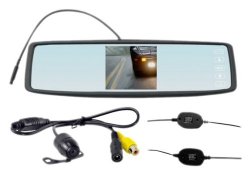 Pyle PLCM4300WiR Vehicle Wireless Rear View Mirror Back-Up Camera and Monitor System  Assist System, 4.3” Display, Distance Scale Lines, Night Vision, Waterproof Cam