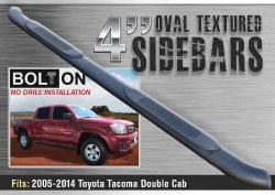 TAC 2005-2016 TOYOTA TACOMA DOUBLE CAB/CREW CAB 4″ PREMIUM OVAL “TEXTURE” BLK Side Step Nerf Bar Running Board