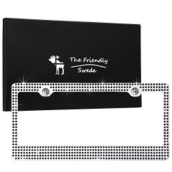 The Friendly Swede Sparkle Crystal Bling License Plate Frame with 8 Crystal Rows in Gift Box (Black)