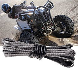 1/4″ x 50′ GRAY Strong Durable 6400 LBS Dyneema Synthetic Winch Rope Cable Recovery Replacement SUV ATV UTV KFI Pickup Truck